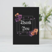 Elegante Gothic Zwart Donker Bloemen Gepersonalise Bedankkaart (Staand voorkant)