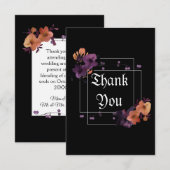 Elegante Gothic Zwart Donker Bloemen Gepersonalise Bedankkaart (Voorkant / Achterkant)