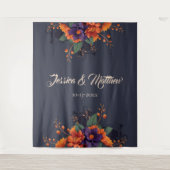 Elegante Gotische 3D Bloemen Bruiloft Achtergrond Wandkleed (Voorkant)