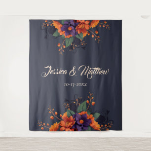 Elegante Gotische 3D Bloemen Bruiloft Achtergrond Wandkleed