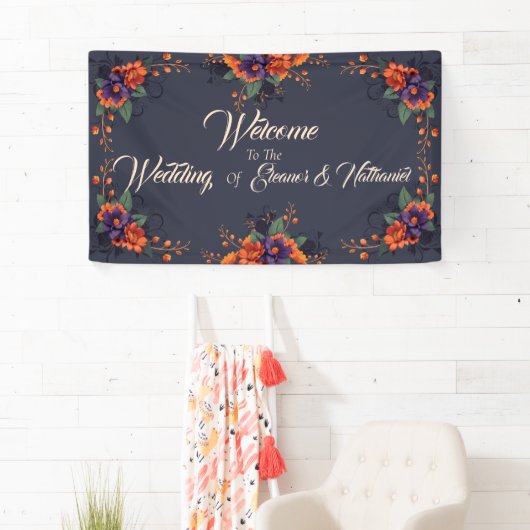 Elegante Gotische 3D Bloemen Bruiloft Banner (Insitu)