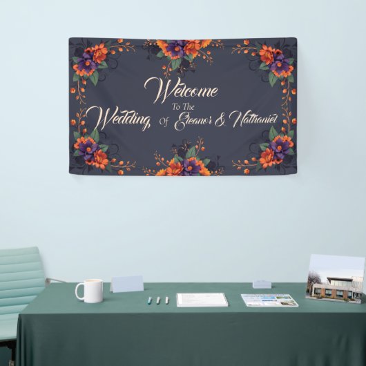 Elegante Gotische 3D Bloemen Bruiloft Banner (Beurs)
