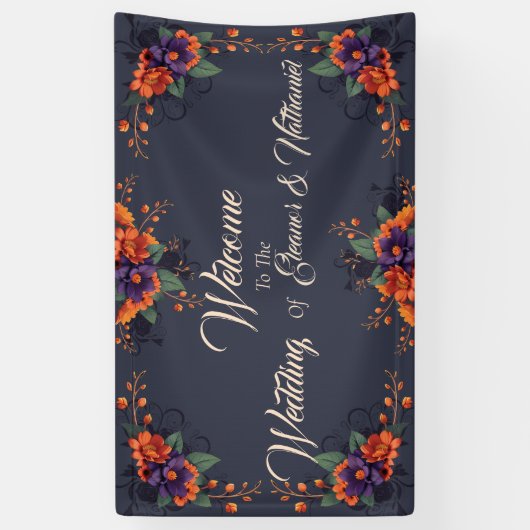 Elegante Gotische 3D Bloemen Bruiloft Banner (Verticaal)