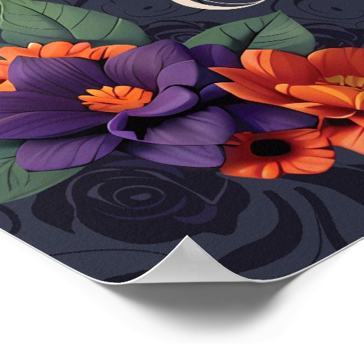 Elegante Gotische 3D Bloemen Bruiloft Poster (Hoek)
