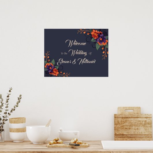 Elegante Gotische 3D Bloemen Bruiloft Poster (Keuken)