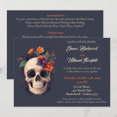 Elegante Gotische 3D Bloemen schedel Bruiloft Kaart (Voorkant / Achterkant)