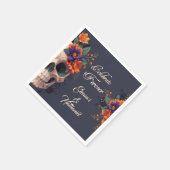 Elegante Gotische 3D Bloemen Schedel Cocktail Servet (Hoek)