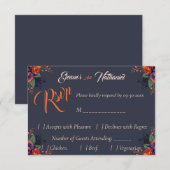 Elegante Gotische 3D Bloemen Schedel Formele RSVP Kaartje (Voorkant / Achterkant)