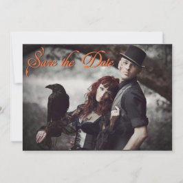 Elegante Gotische 3D Bloemen Schedel Save the Date Kaart