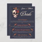 Elegante gotische 3D Bloemenschedel QR code detail Informatiekaartje (Voorkant / Achterkant)