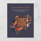 Elegante gotische 3D Bloemenschedel QR code detail Informatiekaartje (Achterkant)