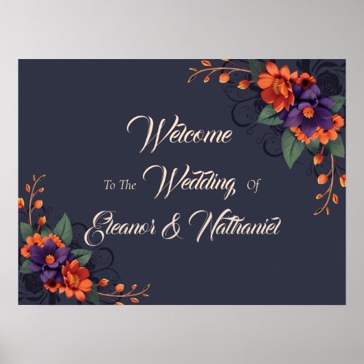 Elegante Gotische 3D Bloemige Bruiloft Poster (Voorkant)