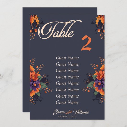 Elegante Gotische 3D individuele tafel zitgrafiek Aankondiging (Voorkant / Achterkant)