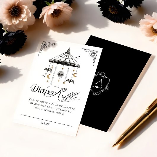Elegante  Gotische Baby Mobiele Luier Raffle Informatiekaartje