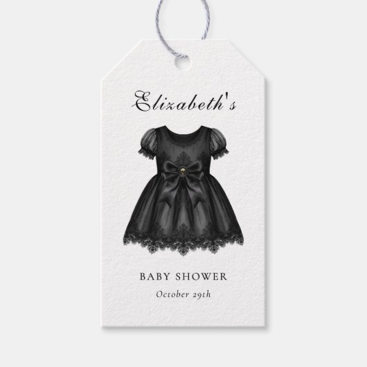 Elegante Gotische Babyborrel Cadeaulabel (Voorkant)