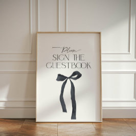 Elegante Gotische Black Bow Guestbook Reclamebord Met Voetstuk
