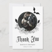 Elegante Gotische Bloemen Bruiloft Foto Bedankkaart (Voorkant)