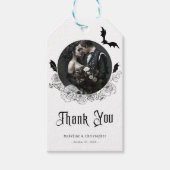 Elegante Gotische Bloemen Bruiloft Foto Cadeaulabel (Voorkant)