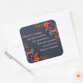 Elegante Gotische Bloemen Dankbaarheid Bruiloft St Vierkante Sticker (Envelop)