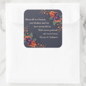 Elegante Gotische Bloemen Dankbaarheid Bruiloft St Vierkante Sticker (Tas)