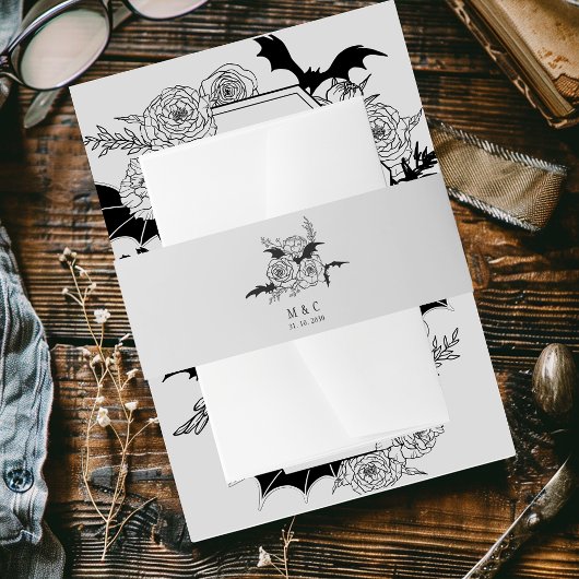 Elegante Gotische Bloemen Grijs Huwelijk Uitnodigingen Wikkel