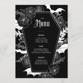 Elegante Gotische Bloemen Huwelijk Zwart Menu