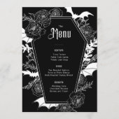 Elegante Gotische Bloemen Huwelijk Zwart Menu (Voorkant)