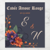 Elegante Gotische Bloemen Minimale Monogram bruilo Wijn Etiket (Enkel label)