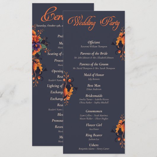 Elegante gotische bloemen minimalistische bruiloft kaart (Voorkant / Achterkant)