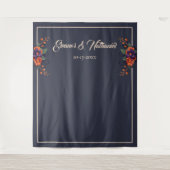 Elegante Gotische Bloemen Minimalistische Bruiloft Wandkleed (Voorkant)