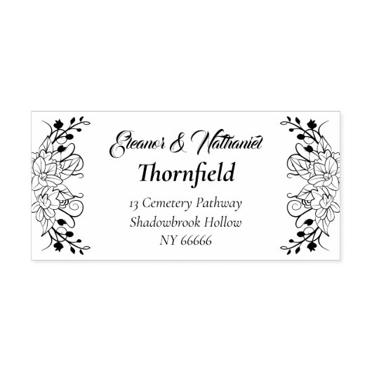 Elegante Gotische Bloemen Retouradres Bruiloft Rubberstempel (Afrduk)