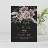 Elegante Gotische Bloemen Rozen Save the Date (Staand voorkant)