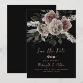 Elegante Gotische Bloemen Rozen Save the Date (Voorkant / Achterkant)