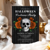 Elegante Gotische Bloemen Schedel Kostuum Hallowee Kaart