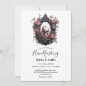 Elegante Gotische Bloemen Schedel Spiegel Handvast Kaart (Voorkant)