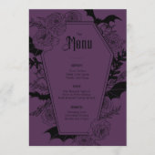 Elegante gotische bloemenbruiloft Paarse Menu (Voorkant)