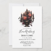 Elegante Gotische Bloemenkaarsen Handfasten Kaart (Voorkant)