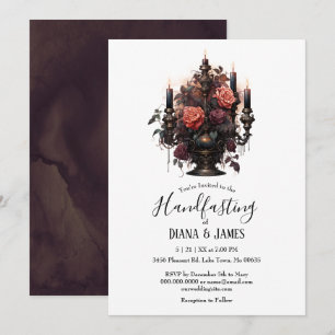 Elegante Gotische Bloemenkaarsen Handfasten Kaart