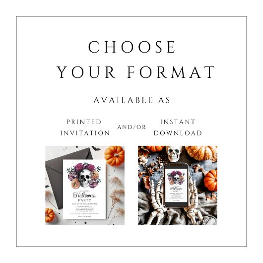 Elegante Gotische Bloemenschedel Halloween Kaart