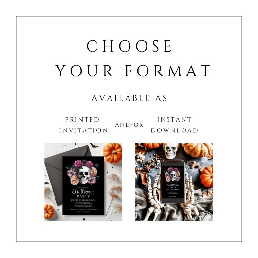 Elegante Gotische Bloemenschedel Halloween Kaart