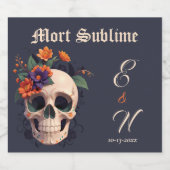 Elegante Gotische Bloemenskelet Monogram Huwelijks Bier Etiket (Enkel label)