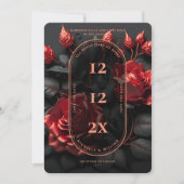 Elegante Gotische Bruiloft Bloemen Zwart Rood Roze Save The Date (Voorkant)