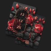 Elegante Gotische Bruiloft Bloemen Zwart Rood Roze Save The Date