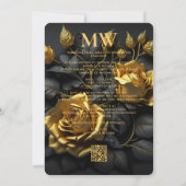 Elegante Gotische Bruiloft Boho Zwart Goud Rozen Save The Date (Achterkant)