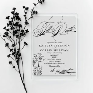 Elegante gotische bruiloft met wilde bloemen acryl uitnodigingen