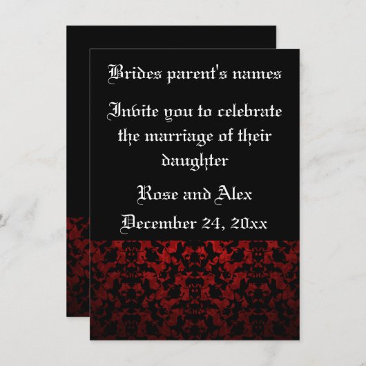 Elegante Gotische bruiloft uitnodigingen 4,5" x 6, (Voorkant / Achterkant)