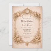 Elegante gotische bruiloftsshower met bloemen aankondiging (Voorkant)
