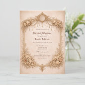 Elegante gotische bruiloftsshower met bloemen aankondiging (Staand voorkant)