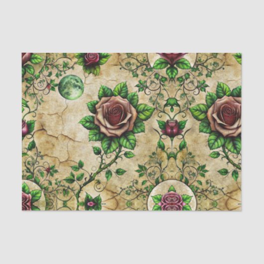 Elegante Gotische Dark Rozen Decoupage Papier (Voorkant)