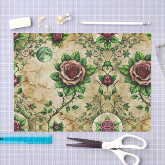 Elegante Gotische Dark Rozen Decoupage Papier (Craft)